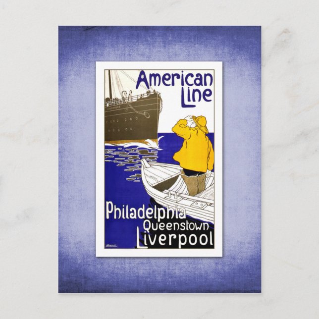 Travel Vintage Poster Ship Travel Postkarte (Vorderseite)