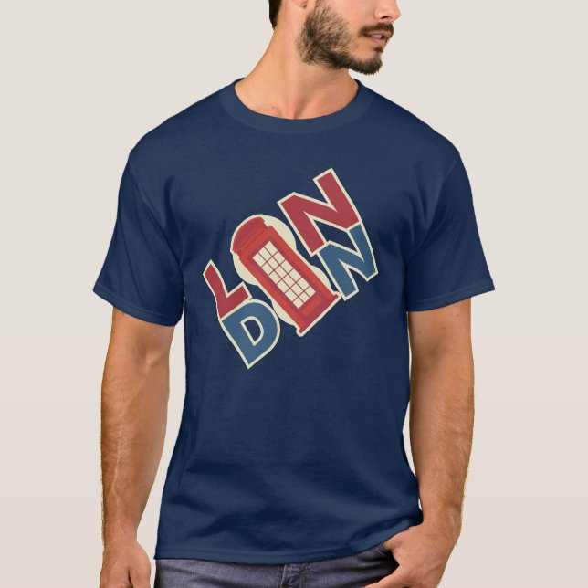 Travel World Cities London Blue Red Phone Box Vate T-Shirt (Vorderseite)