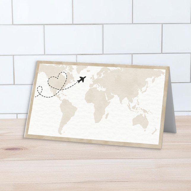 Travel World Map Kinderdusche Platzkarte (Baby Shower Place Card)