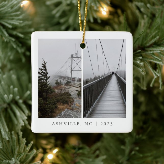 TravelfotoCollage Custom Memory Keepake Keramikornament (Baum)