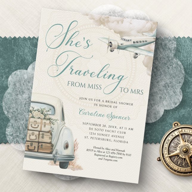 Traveling Adventure Bridal Shower Invitation Einladung (Von Creator hochgeladen)