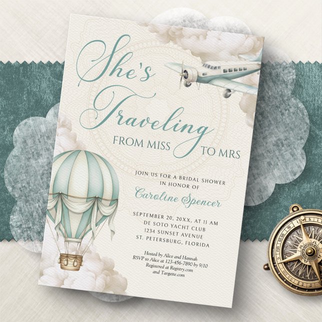 Traveling Adventure Bridal Shower Invitation Einladung (Von Creator hochgeladen)