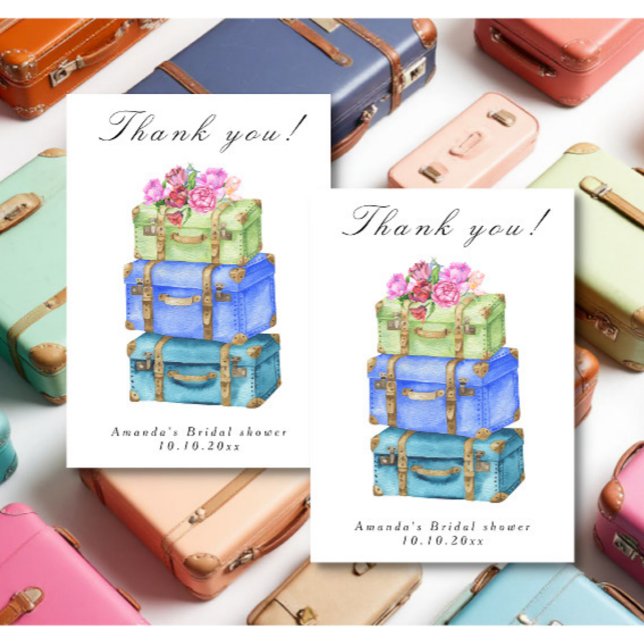 Traveling from Miss to Mrs Bridal Shower Dankeskarte (Von Creator hochgeladen)
