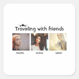 Traveling with friends quadratischer aufkleber