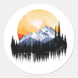 Travelling in mountains graphic runder aufkleber