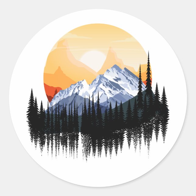 Travelling in mountains graphic runder aufkleber (Vorderseite)