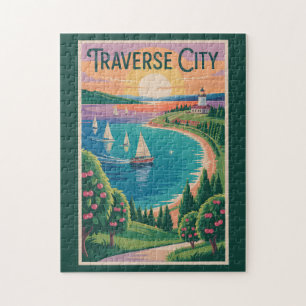 Traverse City Lake Michigan Illustration Reise
