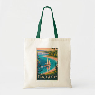 Traverse City Michigan Illustration Kunst und Kult Tragetasche