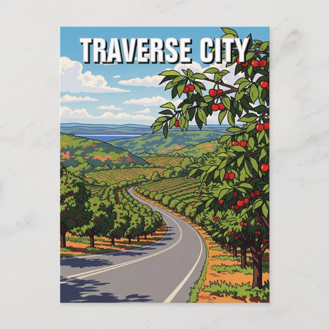Traverse City Michigan Reise Postkarte (Vorderseite)