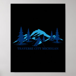 Traverse City Michigan Skigebiet Skifahren Skifahr Poster