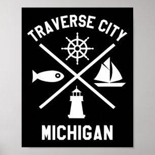 Traverse City Nord-Michigan-T-Shirt-Segelboot Poster