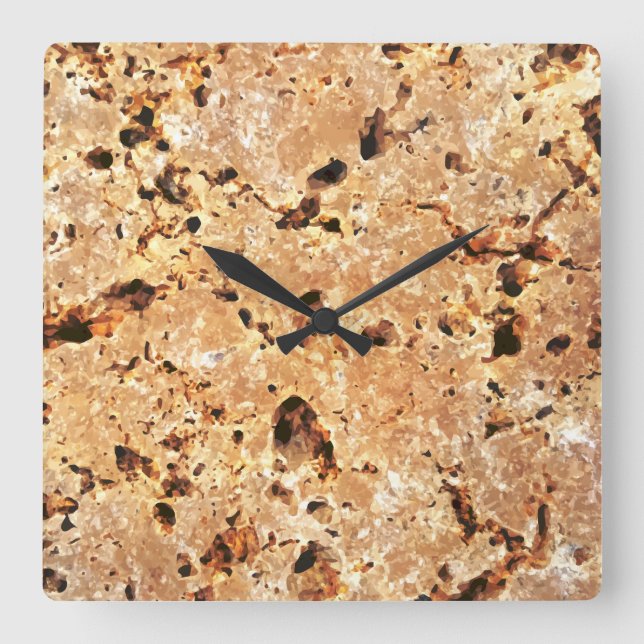 Travertine Stone Look Quadratische Wanduhr (Vorderseite)