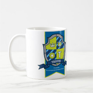 Travis-Buchstaben T heraldry grün Kaffeetasse