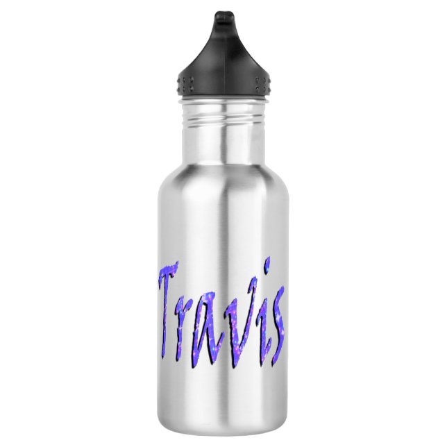Travis, Name, Logo, Edelstahlflasche (Rechts)