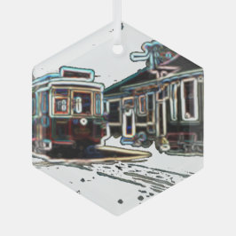 TRC Neon trcar à stn Hexagon Glass Ornement