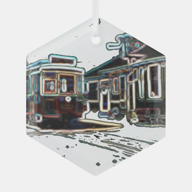 TRC Neon trcar à stn Hexagon Glass Ornement (Recto)
