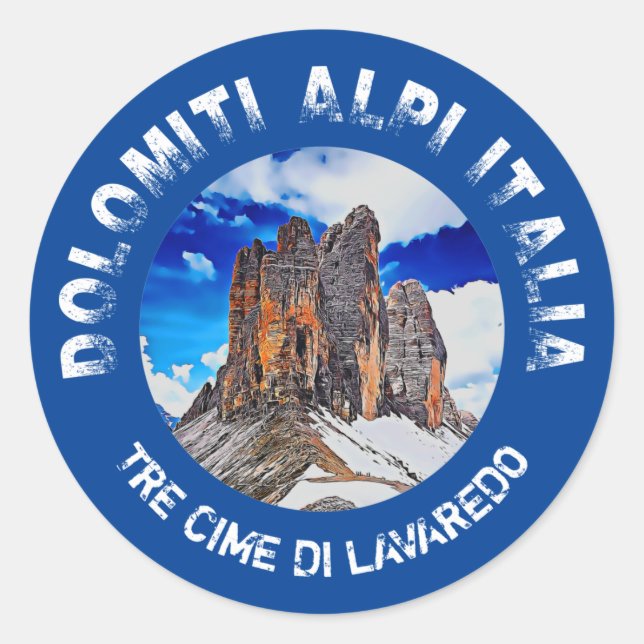 Tre Cime di Lavaredo. Dolomiti. Italien. Runder Aufkleber (Vorderseite)