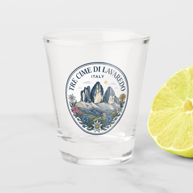 Tre Cime di Lavaredo Italien Schnapsglas (Vorderseite)