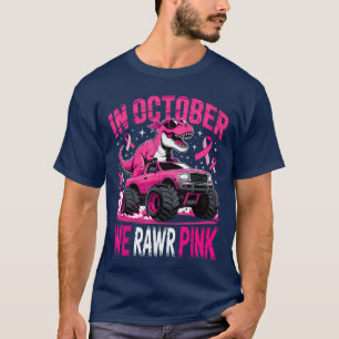 Tre Dino im Oktober tragen wir Pink Breast Cancer T-Shirt