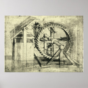 Treadmill Powered Crossbow von Leonardo da Vinci Poster