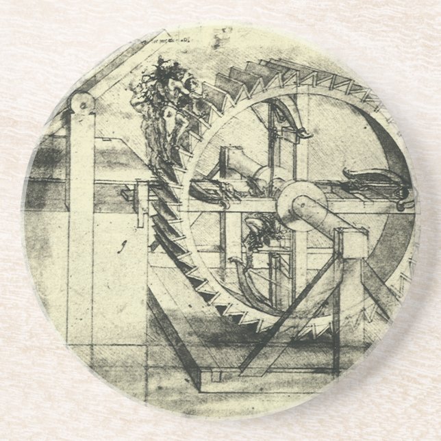 Treadmill Powered Crossbow von Leonardo da Vinci Sandstein Untersetzer (Vorne)