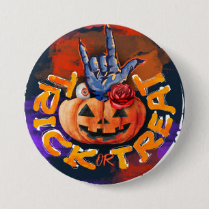 Treak oder Leckerei Beängstigend Halloween Pumpkin Button