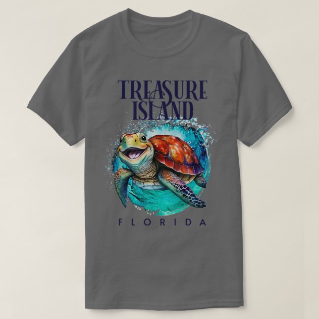 Treasinsel Florida Wasserfarbener Happy Sea Turtl T-Shirt (Design vorne)