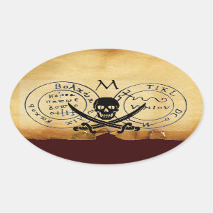 TREASKARTE "ANTIQUE TALISMAN/PIRATES" OVALER AUFKLEBER
