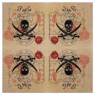 TREASKARTEN VON PIRATEN, SKULL CROSSEED-SCHWERTER STOFF
