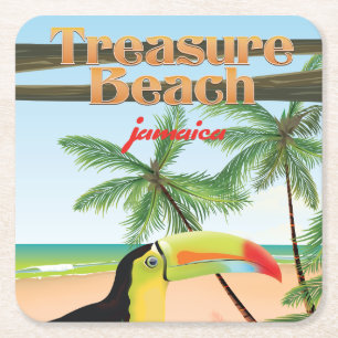 Treasure Beach Jamaica Reiseplakat Rechteckiger Pappuntersetzer