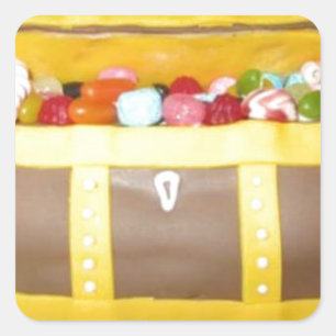 Treasure chest cake quadratischer aufkleber