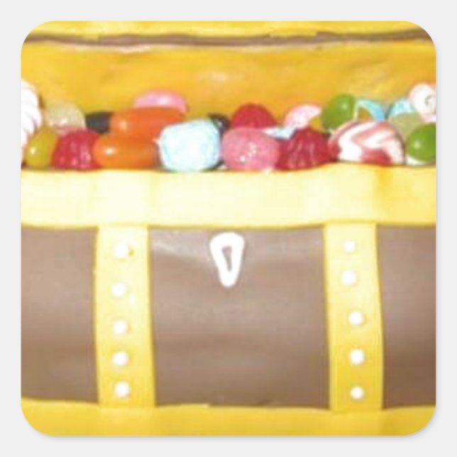 Treasure chest cake quadratischer aufkleber (Vorderseite)