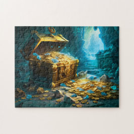Treasure Chest in Cave Light Fantasy Painting