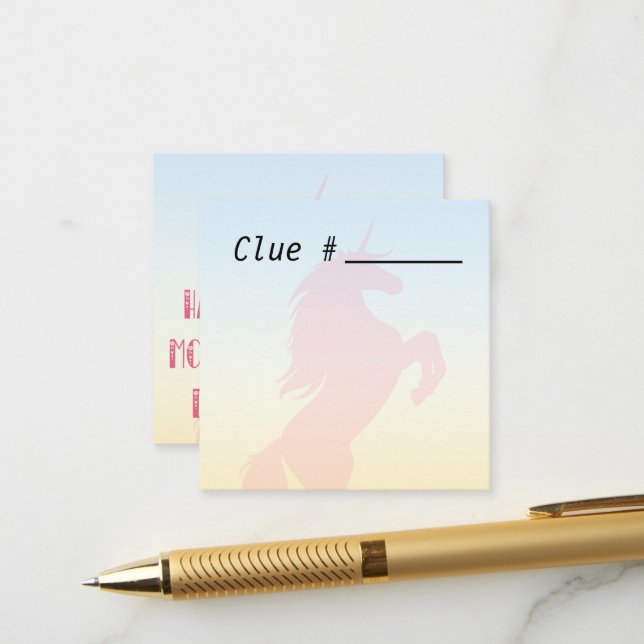 Treasure Hunt Clue Cards für das Party der Mutter Begleitkarte (Vorderseite/Rückseite Beispiel)