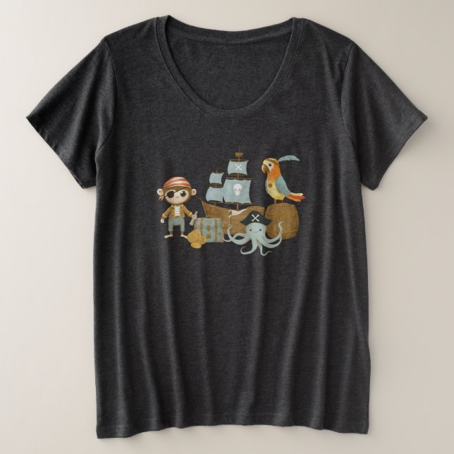 Treasure Hunter Pirate Birthday Große Größe T-Shirt (Design vorne)