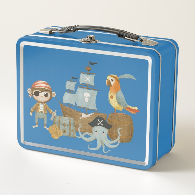 Treasure Hunter Pirate Birthday Metall Brotdose (Vorderseite)