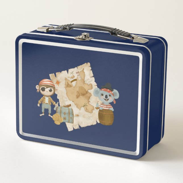 Treasure Hunter Pirate Birthday Metall Brotdose (Vorderseite)