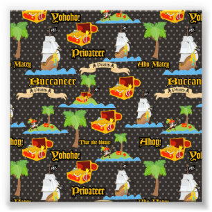 Treasure Island Palm Tree Pirate Flag Raiding Fotodruck