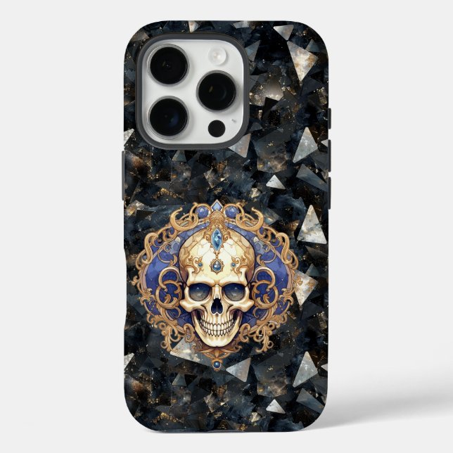 Treasure Skull auf Black Diamonds iPhone Gehäuse 16 Pro Hülle (Rückseite)