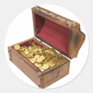 TreasureChestGold100309 Runder Aufkleber