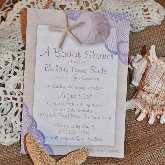 Treasured Beach Lavender Wedding Einladung (Von Creator hochgeladen)