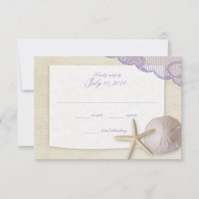Treasured Beach Lavender Wedding Response RSVP Karte (Vorderseite)