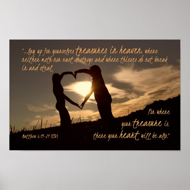 Treasures in Heaven Matthew 6:19-21 Bible Verse Poster (Vorne)