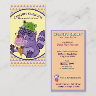 Treat Yourself, Purple Raccoon with Icecream Visitenkarte
