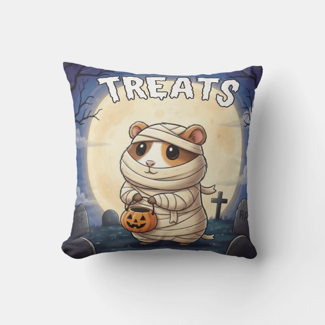 Treats – Mummy Guinea Pig Halloween TinyFur  Kissen (Vorderseite)