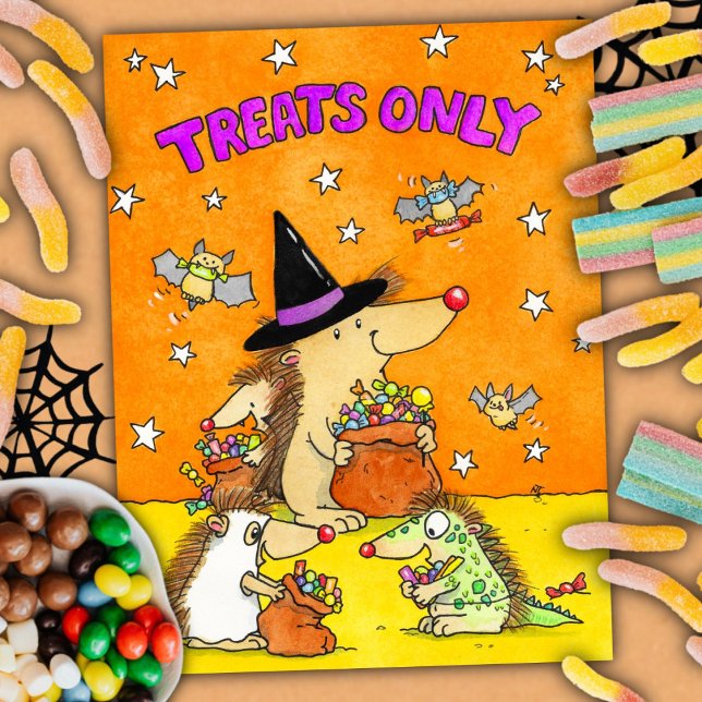 Treats Only - Hand-drawn Cartoon Halloween  Postkarte (Von Creator hochgeladen)