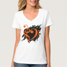 Treble and Bass Clef Musical Heart Orange