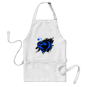 Treble and Bass Clef Musical Heart Royal Blue Schürze