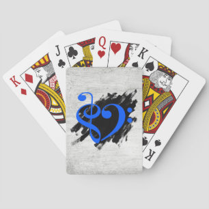 Treble and Bass Clef Musical Heart Royal Blue Spielkarten