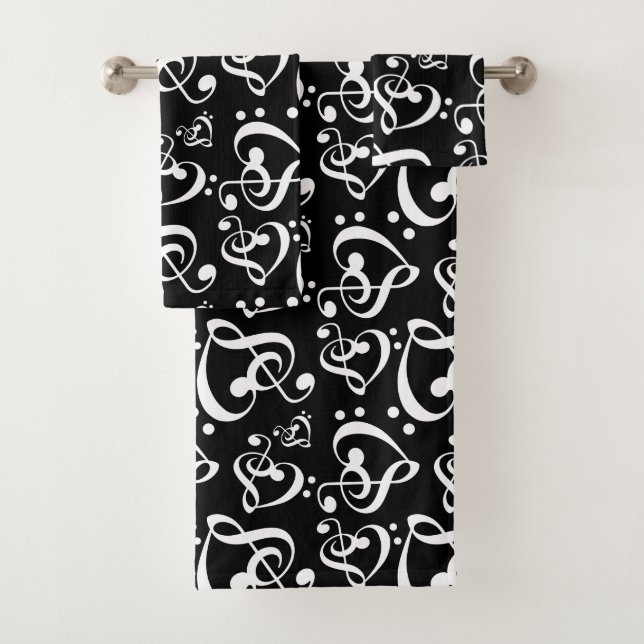 Treble Bass Clef Hearts Music Notes Motif (En situation)